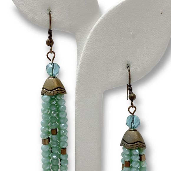 Boho Bohemian Beaded Tassel Drop Hook Retro Earrings - Picture 3 of 5